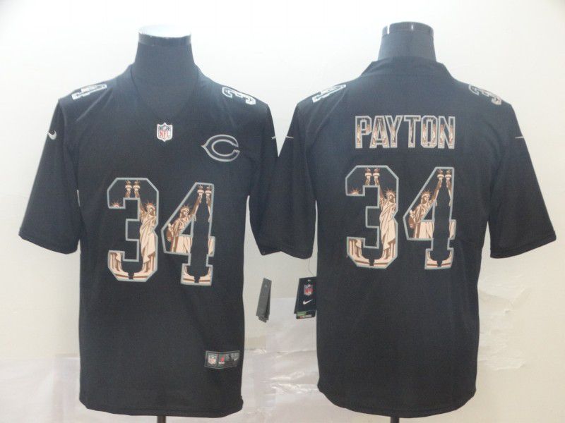 Men Chicago Bears #34 Payton Black Goddess fashion Edition Nike NFL Jerseys